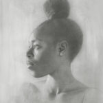 Carlecia Profile by Elana Hagler, graphite and white chalk on hand-toned paper 20 x 16 $1,200