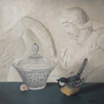 The Visitor, by Elana Hagler, oil on panel 12 x 12 $2,400