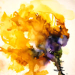 Corona Creations Yellow Fantasy II, Nancy Mims Hartsfield, 6x6 alcohol ink on canvas, $275