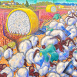 Cotton Harvest, Lowndes Co, George Taylor, oil on canvas, 14x16, framed, $483